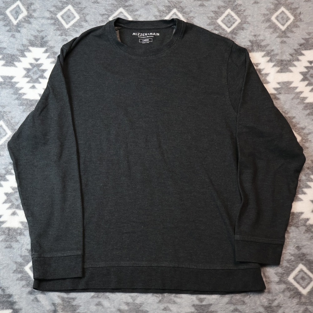Mizzen+Main Performance Menswear Charcoal Heather Long Sleeve Crewneck Large